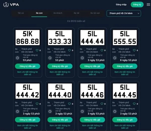 Đấu giá biển số xe
