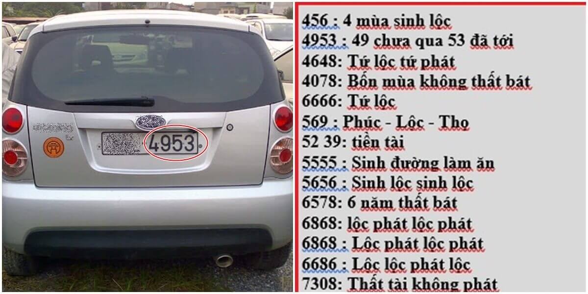 Phong thủy biển số xe