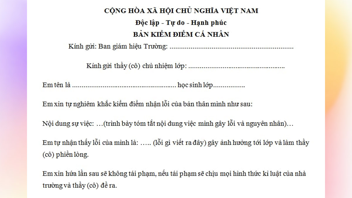 Mẫu bản kiểm điểm